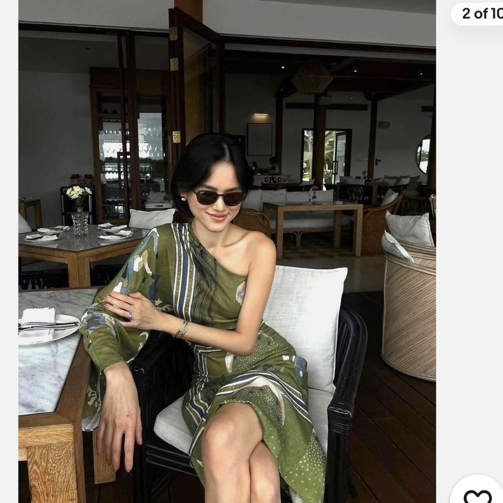 ZARA PRINT ASYMMETRIC ONE SHOULDER
LONG SLEEVE LINEN DRESS - Picture 3 of 16